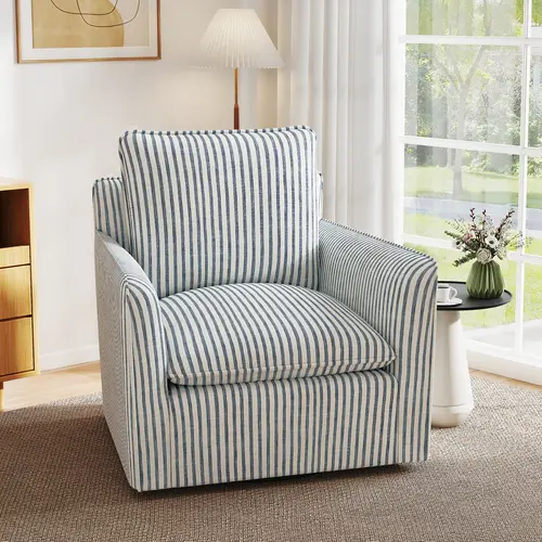 [DealsForYouDays] EBELLO Upholstered  Swivel Accent Reading Chairt with Backrest Cushion – Armless Modern Lounge Chair with Soft Seat and Wooden Legs for Bedroom, Living Room, Small Spaces, Easy to Assemble, vanity chair