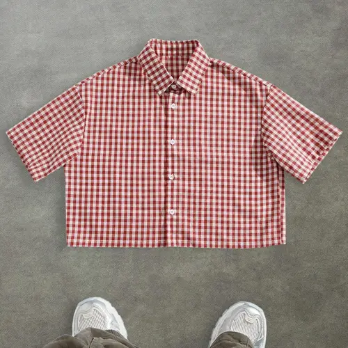 Men's Regular Fit Checked Print Short Sleeve Shirt, Casual Retro Style Top for Daily Wear, Men's Clothes for All Seasons
