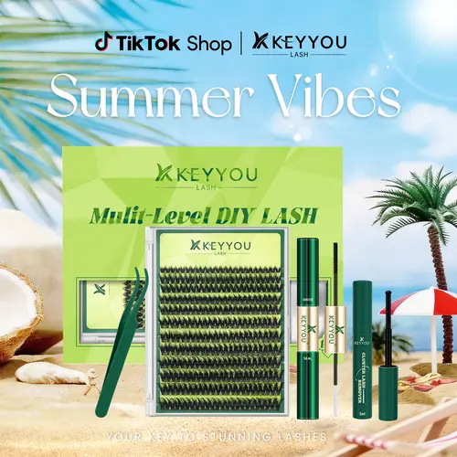 KEYYOU Puffsilk Midnight DIY Lash Extension  Eyeliner Lash V3D Volume Fluffy Waterproof Long- Lasting Soft Cluster Lashes  144PCS D Curl 8-18MIX Cosmetic  3D spider lash upgrade2.0 #sohochic