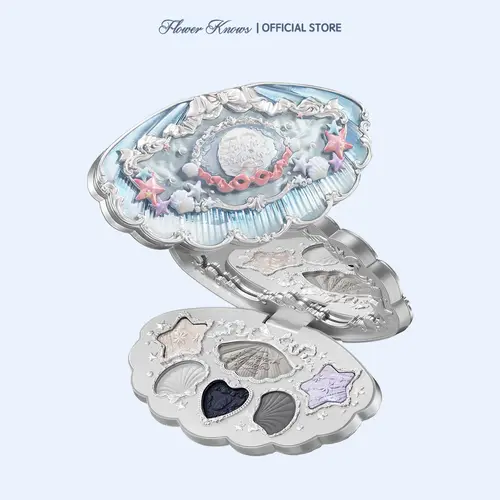 Flower Knows Shell's Jewel Collection 6-Color Makeup Palette, Pigmented Eyeshadow, Blush, Iridescent Shimmer, Matte Powder, Hydrating, Sparkly Makeup, Long-Lasting Cosmetic, Glitter Palette, #sohochic