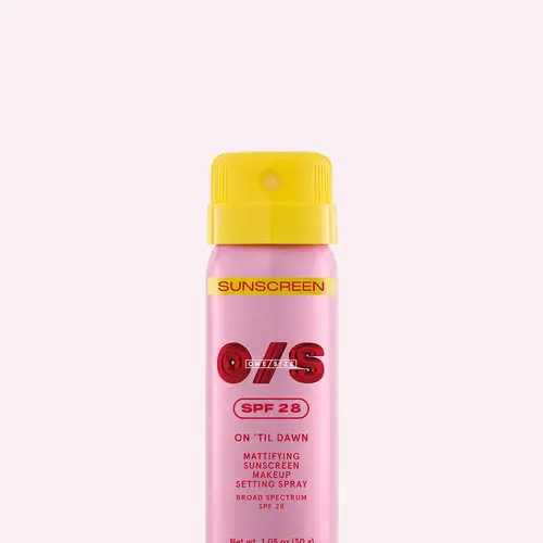 ONE/SIZE On ’Til Dawn Mattifying Sunscreen Makeup Setting Spray SPF 28 Travel Size 1.05 oz - Sets Makeup for 16hrs, Sweat Resistant, Water Resistant, Easy to Reapply