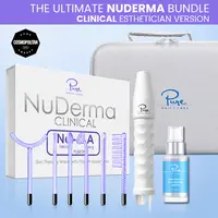 NuDerma Clinical Complete High Frequency Bundle – Anti-Acne + Anti-Aging + Hair Wand System, Clinical-Grade Wand Set for Skin & Hair Facial Beauty Machine Facial Steamer