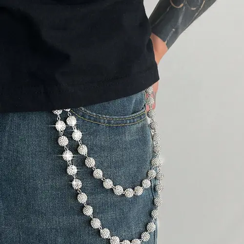 Stylish Multi-Layer Rhinestone Chain Waist Chain for Men, Unique Body Chain Accessory, Ideal for Pant Decoration, Chic Body Jewelry, Fashion Body Jewelry