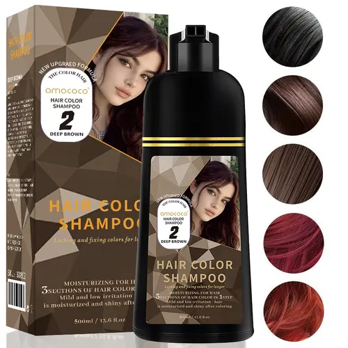 Amococo 3-in-1 Hair Color Shampoo 500ml - Plant Extract Liquid, Sulfate-Free, Gentle Cleanser with Aroma Comfort for All Vibrant Healthy Hair, Natural Botanical Conditioner