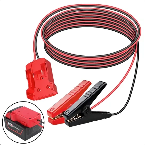KUNLUN Jumper Cable Clamps for Milwaukee 18V Battery, 1x 5.4FT 12AWG Silicone Wire Jumpstart Cable, 20A Instantaneous Car Battery Jump Starter Tool,sohochic