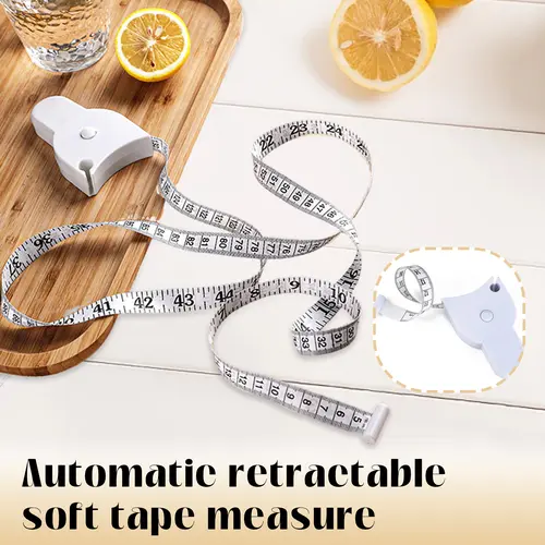 Auto-Retractable Body Measuring Tape, 60 Inch 3D Measurement Tool for Waist Hip Bust Arms in White