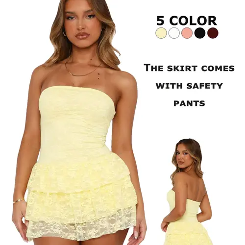 Women's Lace Tube Dress, Feminine Chic Elegant Style Lightweight Strapless Dress for Party Club Dating Wear, Ladies Summer Clothes, Elegant Evening Wear, Elegant Party Apparel