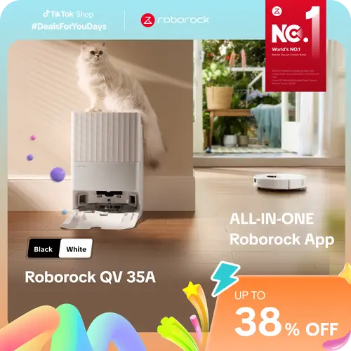 Roborock Qrevo Series Robot Vacuum and Mop, 8000Pa Suction, Anti-Tangle Brushes, Smart Obstacle Avoidance, Auto Mop Washing, All-in-One Dock, 200RPM Spinning Mops (QV 35A) #sohochic #roborocknewarrives