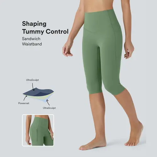 【Creator’s Pick】Halara UltraSculpt High Waisted Tummy Control Pedal Pusher Yoga Leggings with Pockets