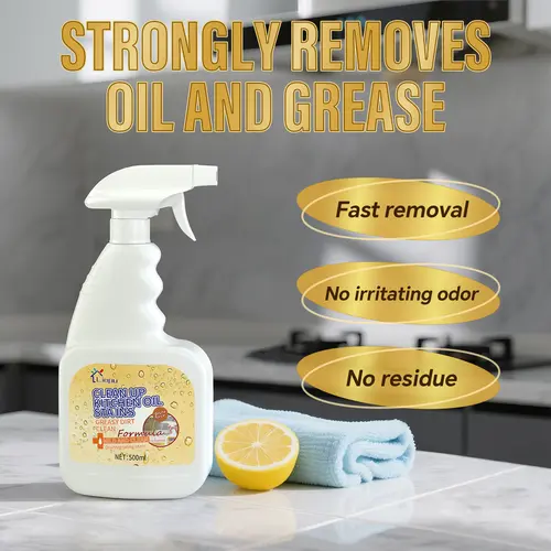 Liapu 500ml Multi-Use Scented Power-Dissolve Lemon Liquid Spray - Antibacterial Oil Stain Cleaner, Range Hood Cleaner, Fast Coverage Kitchen Cleanup Supply