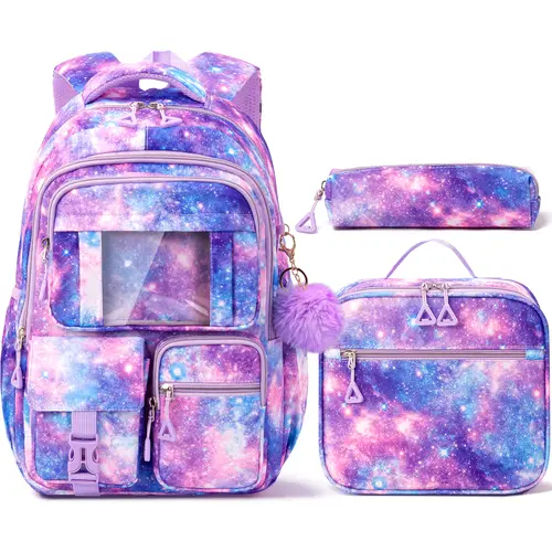 Fimibuke 3PCS Waterproof Backpack for School,Oxford Cloth Bookbag Set with Lunch Box & Pencil Case,school bag for Elementary Middle High School,Back to School Gift,Birthday's Gift