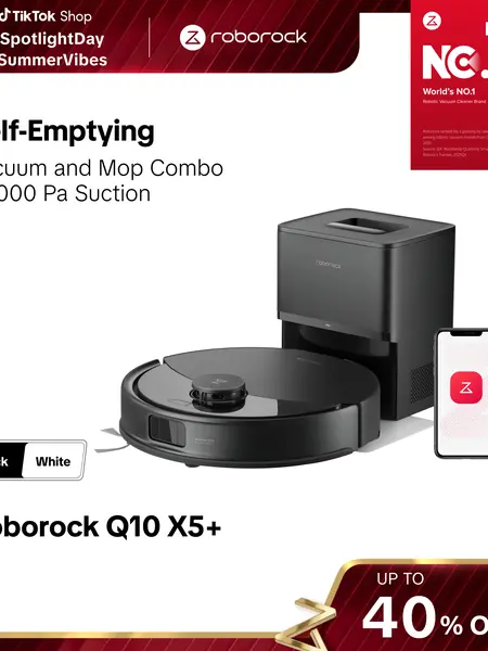 Roborock Q10 X5+ Robot Vacuum and Mop, Self-Emptying, 10,000Pa Suction, Hands-Free Cleaning for up to 7 Weeks, Obstacle Avoidance, LiDAR Navigation, No-Go Zones #sohochic #roborocknewarrives