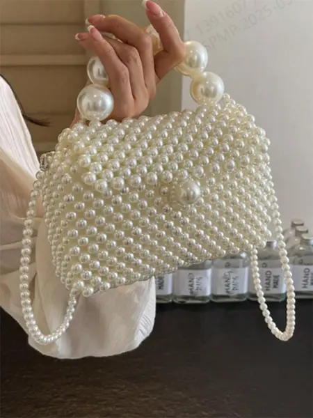 Women's Elegant Pearl Decorated Crossbody Bag, Fashionable Minimalist Shoulder Bag, Handbag Shoulder Purse for Daily Used, Casual Trendy Versatile High-quality Daily Commuting Bag, Fashionable Unique Bags, Crossbody Handbags