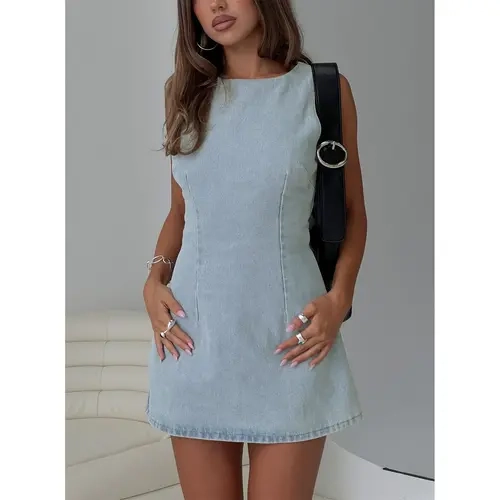 Ainsleigh Shift Denim Romper Light Wash