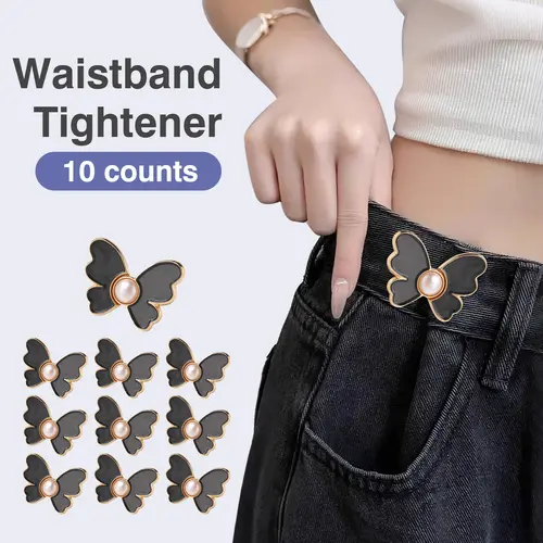 10 Counts Butterfly Waist Cinching Button, Reusable Adjustable Pant Waist Tightener, No Sewing Waist Buttons for Loose Jeans,sohochic