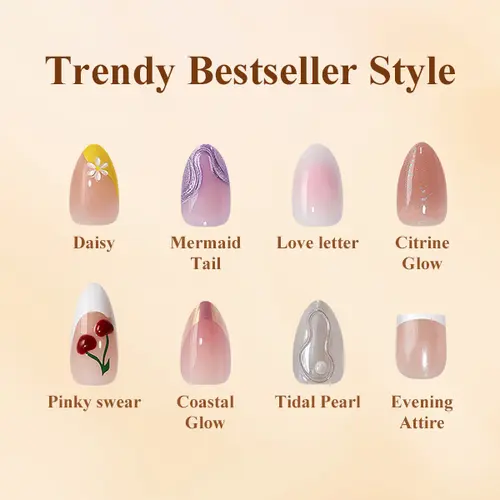 BTArtbox French Tip Press On Nails Lamp-Curable Blush Red Almond with Glue for Women Silver Outline Soft Gel in 15 Sizes 30 Stick On Nails Kit Trendy Style,sohochic