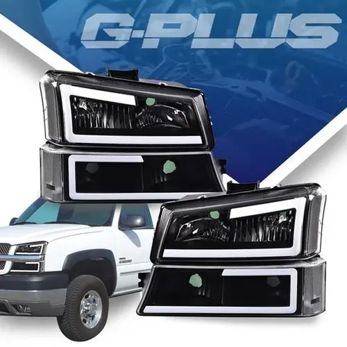 G-PLUS Headlights for 03-07 Chevy Silverado Headlights Bumper Headlamps faro LED DRL Smoked Lens Black Housing Headlight,car accessories,toolupgrade