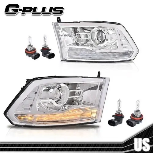 G-PLUS Headlights for 2013-2018 Dodge Ram 1500 2500 3500 Chrome LED DRL Projector Headlights New, Led Front Lights, Car Exterior Upgrade,car accessories