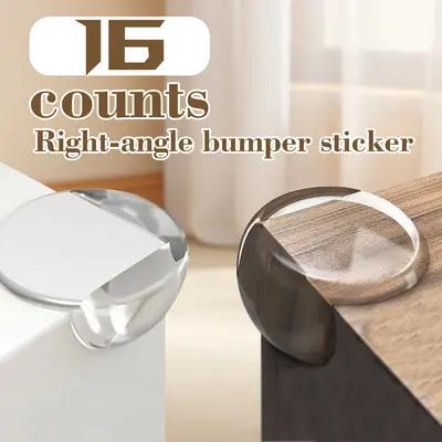 16-Count PVC Furniture Table Corner Safety Cushions, Round Bumpers for Covering Sharp Edges of Concrete, Ceramic & Glass Items, Home Safety Guarantee Protectors, Adhesive,sohochic