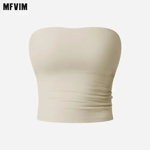 MFVIM Women's Minimalist Short-Sleeved Sleeveless Bustier - Slim-Fitting Ribbed Nylon Smooth Sports Bra for Lady Workout, Black Casual Summer Clothing,summerwins