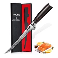 【Summer Sale】Huusk 7-Inch Flexible Filet Knife with Contoured Wood Handle Feels Secure, High-Quality Steel Blade for Fish, Meat, Poultry Cutting, Professional Japanese Kitchen Boning Knife