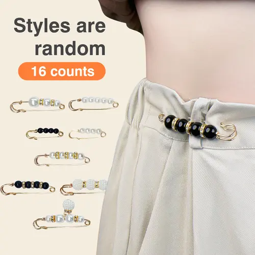16 Counts Pearl Brooch, Fashionable Sweater Shawl Pearl Pin to Enhance Temperament, Suitable for Clothing Decoration Pant Waist Tightener Random Style,sohochic