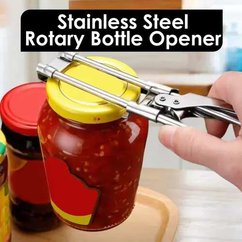Stainless Steel Adjustable Multifunctional Jar Opener - Kitchen Organization Tool for Seniors with Weak Hands, Manual Lid & Bottle Gripper for Kitchen Use,sohochic