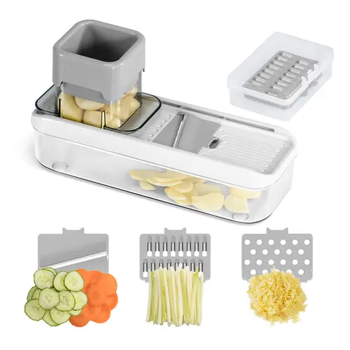 summerwins Small Compact Multi-Use Mini Slicer with Container - Kitchen Gadgets, Vegetable Peeler, Mandoline Cutter, Veggie Shredder, Ginger Grinder, Spiral Grater, Peeler-Grater Mandolines, Vegetable Slicing Mandolines