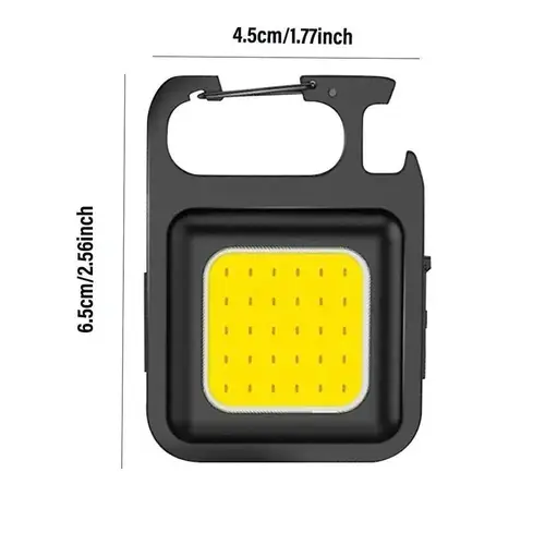 Mini LED Chain Flashlight, 2 PCS COB Portable Camping Light, USB Rechargeable Work Light with Keychain & Bottle Opener Function, Waterproof Camping Hand Light, Folding Work Light for Outdoor Camping, Emergency, Hiking, Auto Repair,sohochic