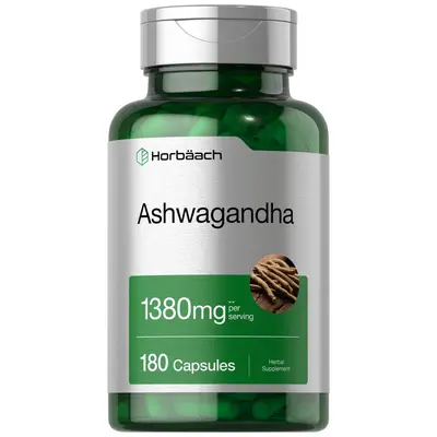 Horbäach Ashwagandha Supplement - 180 Capsules - For Women and Men - Herbal Root Extract - Non-GMO, Gluten Free