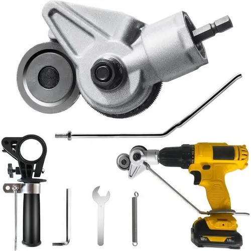 SummerVibes Sheet Metal Cutter Drill Attachment, Electric Drill Shears, Metal Nibbler Drill Attachment for Cutting Iron, White Sheet, Steel, Copper, Aluminum, Metal, Universal, Heavy Duty, Cordless Drill,toolupgrade