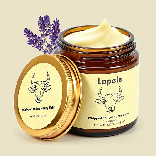 Lopeie Whipped Grass-Fed Beef Tallow Honey Balm – Lavender Scent, Deep Moisturizer for Face, Hands & Body, 4 Oz,sohochic