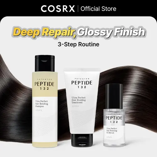[COSRX Official] Peptide-132 Keratin Haircare 3-Piece Multi-Pack - Conditioning & Hair Fortifying Frizz Fix Shampoo (200mL), Scalp Nourish Treatment (120mL), Oil Serum (28mL) for Adults with Amino Acids, Smooths Frizz-Prone Hair