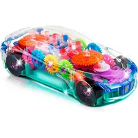 ArtCreativity Bump & Go Automatic Multifunctional Plastic Car Kids Toy - Translucent Look Model Vehicle with Moving Gears, Music, LED Lights, Playful Sounds, Unisex Cool Gifts for Kids, Batteries Included for Play