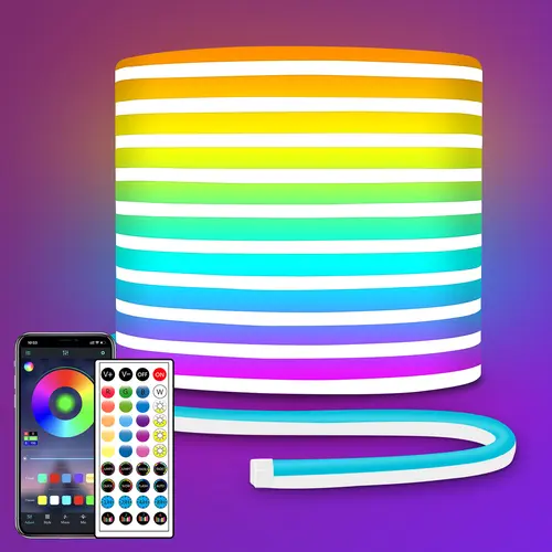 RGB LED neon Rope Lights LED neon Lights with Remote/APP Control 24V IP65 Waterproof Flexible Neon LED Strip Lights for Bedroom Room Outdoors Decor Rgb Colorful Led Led Lighted, Room Decor, Bedroom Decor Ideas, Led Ambient Light, Party Lights,sohochic