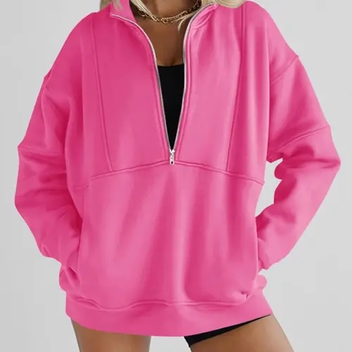 FISOEW Women's Fleece-Lined Half-Zip Hoodie Tops - Cotton Blend Funnel Neck Fitted Crop Length Pullover with Thumbholes, Kangaroo Pocket, Raglan Sleeves, Basic Comfy Casual Sweatshirt, New-Black, Fuzzy Fleece Traps Cozy Body Heat,sohochic