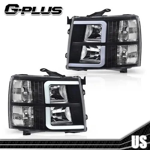 G-PLUS LED DRL Tube Headlights, Headlight Replacement for 2007-2013 Chevy Silverado 1500 2500 3500, Black LED Front Lights, Vehicle & Truck Accessories, Led Drl Headlamps,car accessories,toolupgrade
