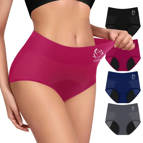 Morelect Women's High-Waist Wire-Free Period Panties - 4/6/8-Pack, Mesh Fabric, Moisturewick Dry, Hypoallergenic, High Waist Smooths Tummy, Soft, Lightweight, Leak Proof, Breathable, Non-Restrictive, Assorted for Activewear & Work
