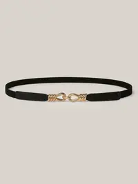 BloomChic SohoChic Women's Plus Size Black Statement Wrap Belt [M-6X] - Gold-Tone Metal Buckle With Chain Detail, Sizes 10-30, for Dresses & Fall Outfits, Female Fashion Accessories for Women