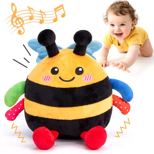 hahaland Baby Toy for 6-12 Months – Crawling Musical Dancing Bouncing Learning Bee Plush,Abeja que baila/Abeja que canta/ Interactive,48 Songs & Repeat what you say,Tummy Time Toy infant toy for Birthday 0-3 Months/6-12 Months,Cute Gifts Play,backtoschool