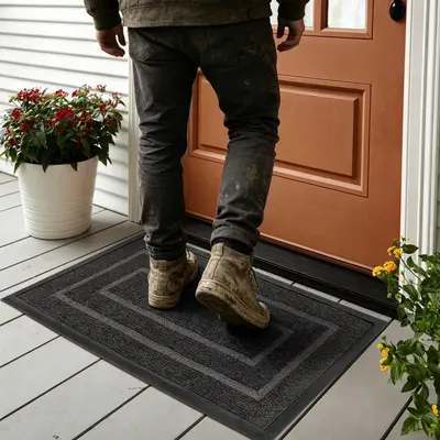 SZHLUX Floor Door Mat, Waterproof All-Season Entry Mat, Sturdy Natural Rubber, Fade Resistant, Low Profile Outdoor Mat for Home Entrance, Garage, Patio Porch Farmhouse
