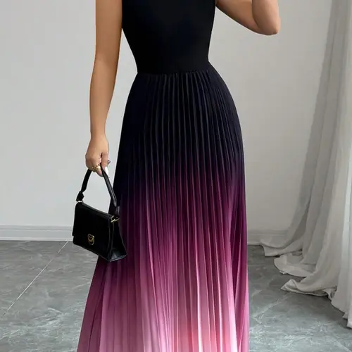 Women's Ombre Gradient Print Tank Dress, Elegant Chic Sleeveless Dress for Party Evening Formal Wear Occasions, Ladies' Clothes for All Seasons, Evening Dresses
