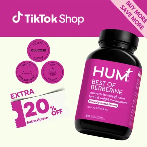 HUM Best of Berberine Supplement 1200mg - Advanced Bioavailability, Pure Potency for Metabolic Wellness, Enhanced with BioPerine for Maximum Absorption (60 Capsules)