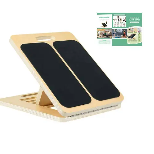 Portable Wooden Adjustable Incline Slant Board for Adults - Home Gym Stretching Gear, Gym Accessories with Ankle Brace, Instructions, Yoga Curve Chair, Resistance Bands, U-Shaped Mat, Yoga Ball for Calf Stretch, Physical Therapy,sohochic