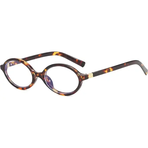 Unisex Oval Flat Top Non Prescription Eyeglasses, Lightweight PC Frame, AC Lens, Fashion Accessory