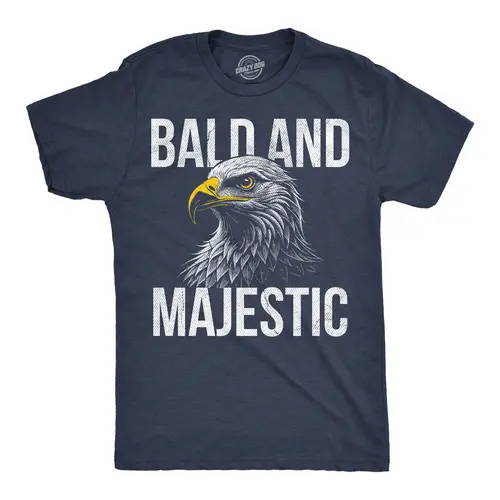 Mens Funny T Shirts Bald and Majestic Sarcastic Eagle Graphic Novelty Tee for Men Mens Funny T Shirts Cool Vintage Fashion T-Shirt Gift Classic Menswear Sarcastic Apparel for Men Funny Animal Short Sleeve Navy -