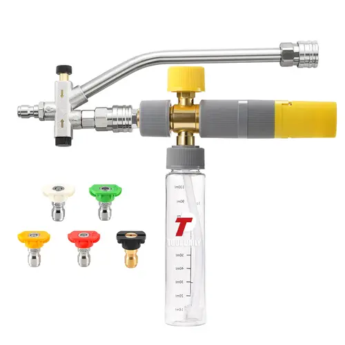 Tool Daily Foam Cannon Kit - Dual End Connector, No-Dilution Design, Adjustable Angle & Flow, 5 Nozzle Tips, 1/4" Quick Connect for 3600 PSI Pressure Washer,  Car Wash Accessory,  Car Wash Set, DealsForYouDays,car accessories,toolupgrade