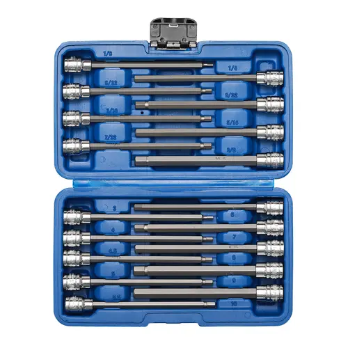 CASOMAN 18-Piece 3/8 Inch Drive Long Hex Bit Socket Set, SAE 1/8-3/8 Inches & Metric 3-10mm, CR-V & S2 Steel Drive Impact Socket, Work Tools for Mechanics, Tools and Gadgets #toolupgrade