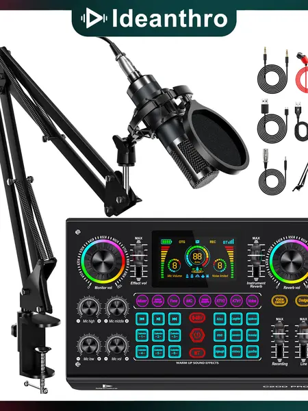 Ideanthro C200 PRO-P15 USB Audio Mixer, Dual-Core DSP Soundcard with Dual Mic & Dual Headphone, Voice Changer & EQ for Streaming, Recording & Most Live Platforms #SummerWins #DealsForYouDays
