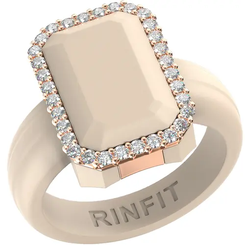RINFIT Women's Emerald Silicone Ring with Metal Frame, CZ Stones, Patented Design - Crystal-Accented Rings for Fashion Accessories